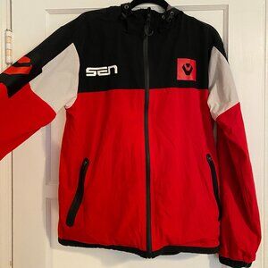 Valorant Sentinels Windbreaker Jacket Sz M Sold Out Red Black Gamer Football